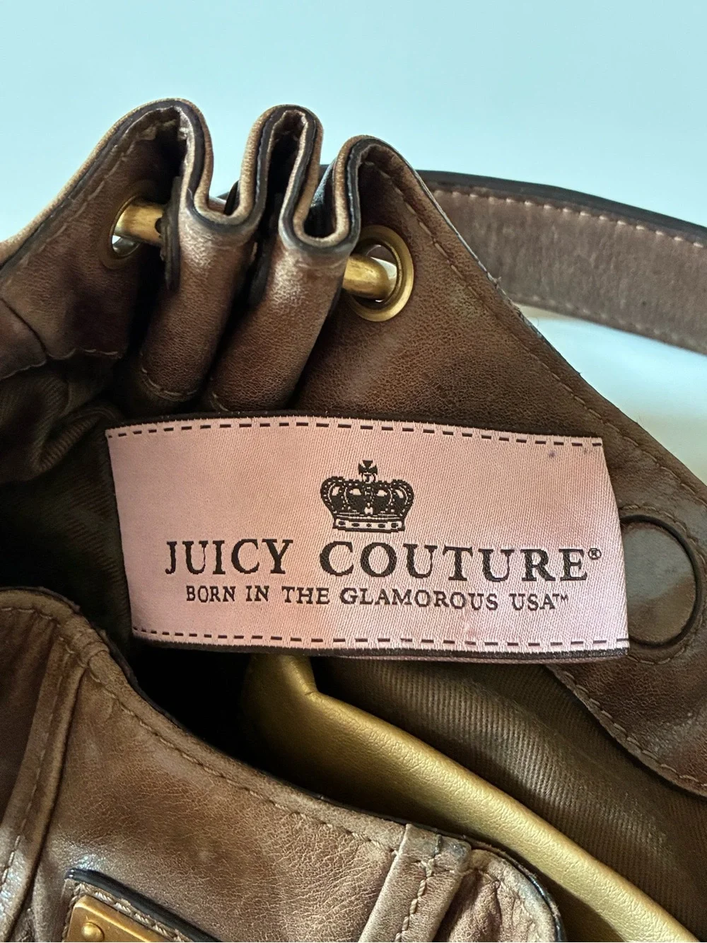 Juicy Couture Brown Leather Hobo Purse~Y2K Juicy Couture Bag